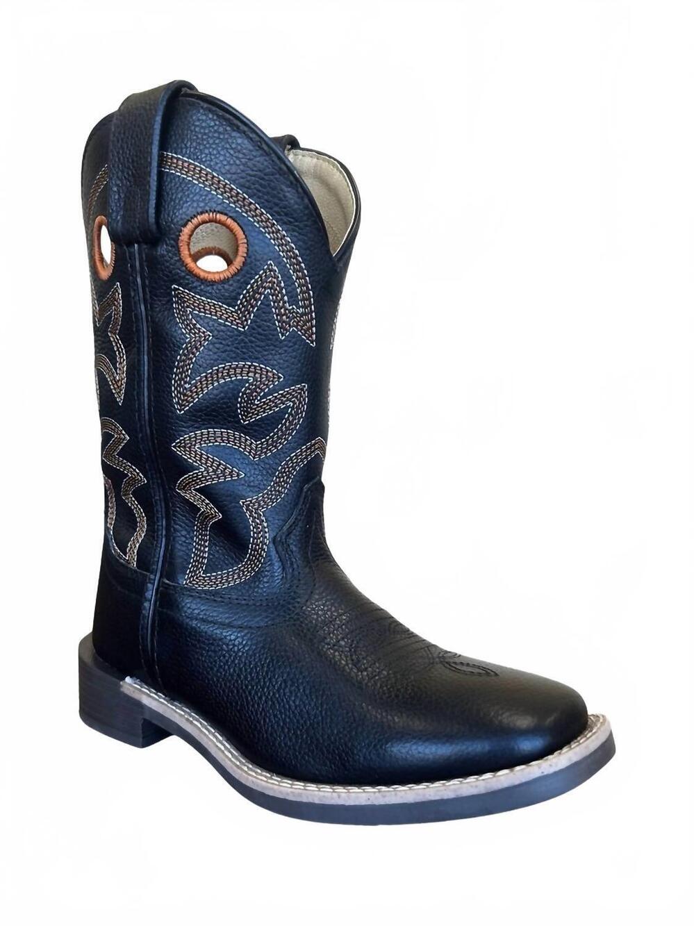 NEW SMOKY MOUNTAIN BOOTS kid's square toe boot in black